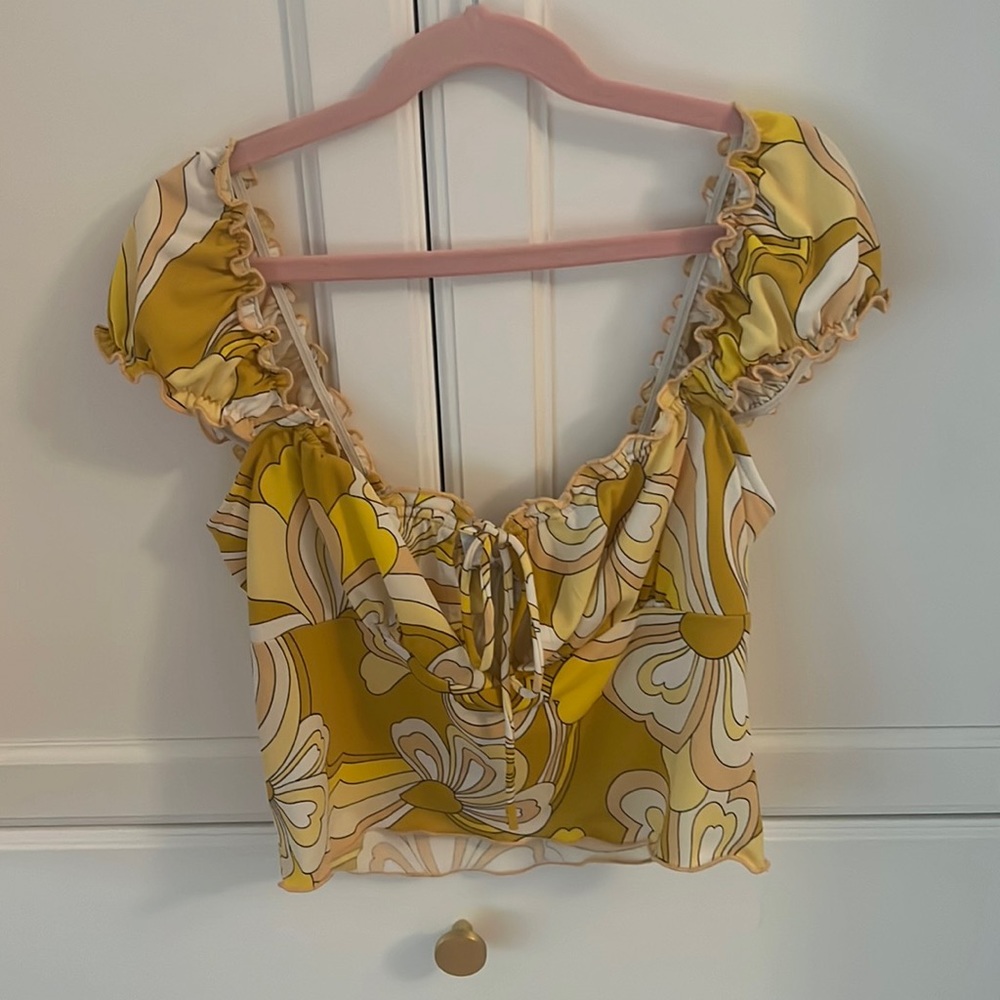 Yellow Urban outfitters floral tank top
